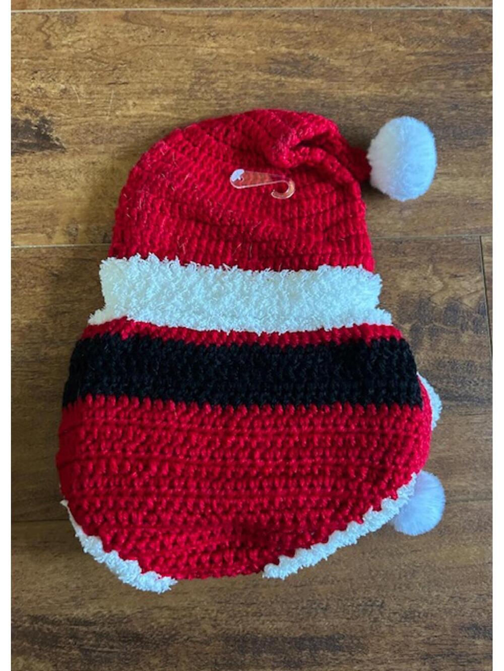 So'Dorable Hand Crocheted Baby Outfit with Faux Fur Trim - Santa Style, Size 0-6